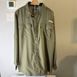 HABIT Men's Fishing Shirt Long Sleeve Green UPF Sun Protection Size 2XL